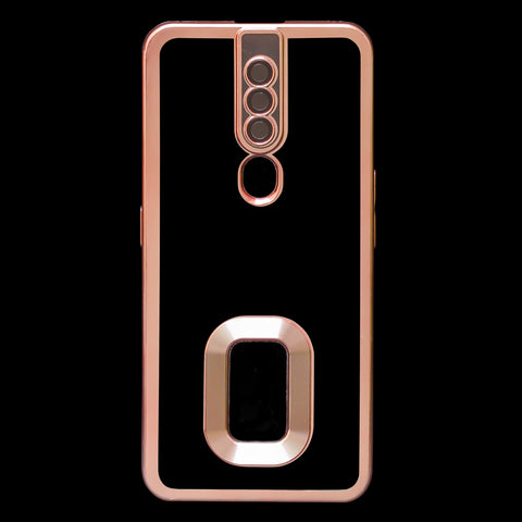 Pink 6D Chrome Logo Cut Transparent Case for Oppo F11 Pro