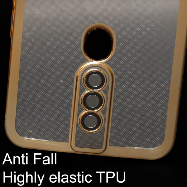 Gold 6D Chrome Logo Cut Transparent Case for Oppo F11 Pro