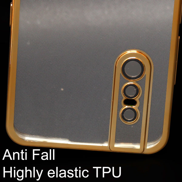 Gold 6D Chrome Logo Cut Transparent Case for Vivo V15 Pro