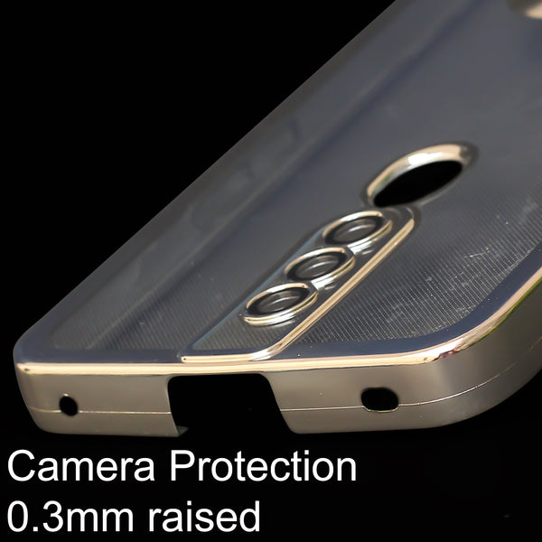 Silver 6D Chrome Logo Cut Transparent Case for Oppo F11 Pro