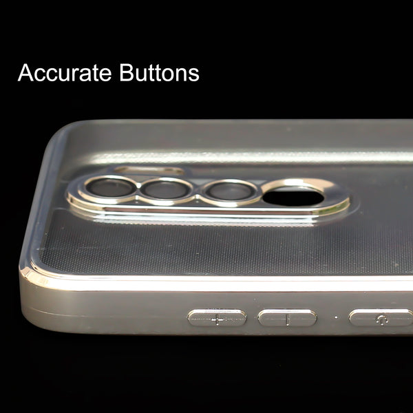 Silver 6D Chrome Logo Cut Transparent Case for Redmi Note 8 Pro
