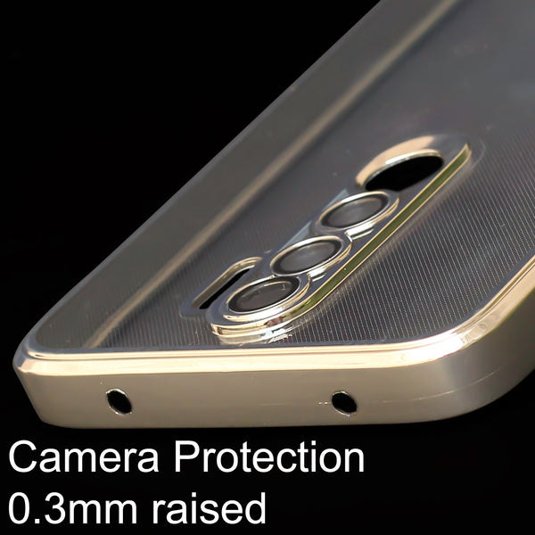 Silver 6D Chrome Logo Cut Transparent Case for Redmi Note 8 Pro