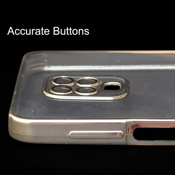 Silver 6D Chrome Logo Cut Transparent Case for Redmi Note 9 Pro
