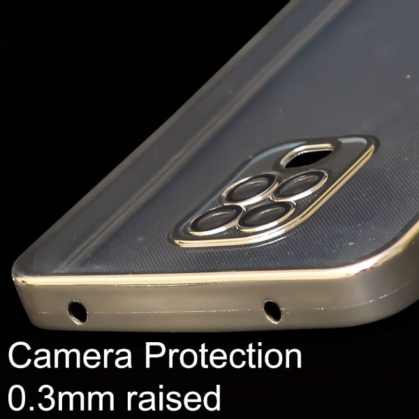 Silver 6D Chrome Logo Cut Transparent Case for Redmi Note 9 Pro