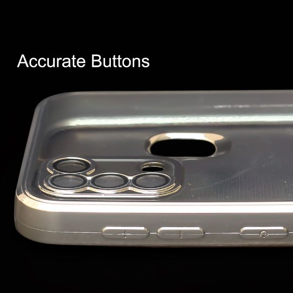 Silver 6D Chrome Logo Cut Transparent Case for Samsung M31