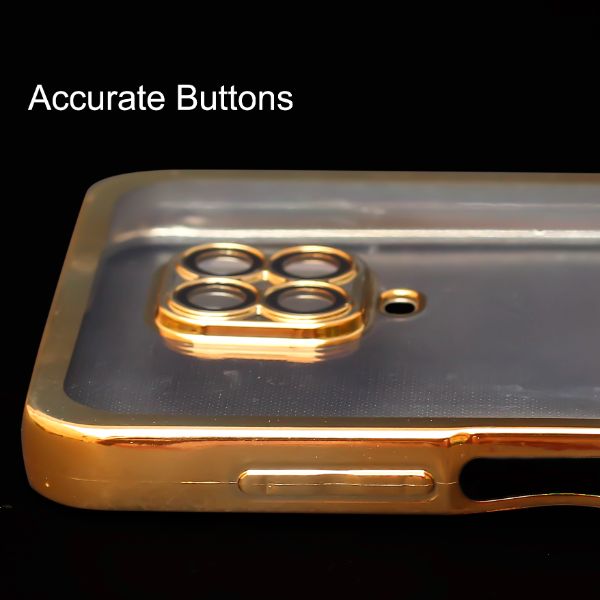 Gold 6D Chrome Logo Cut Transparent Case for Redmi Note 9 Pro
