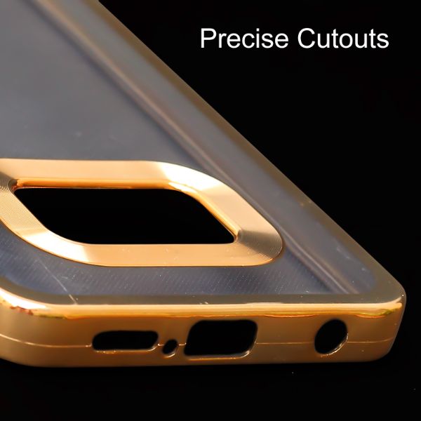 Gold 6D Chrome Logo Cut Transparent Case for Redmi Note 9 Pro
