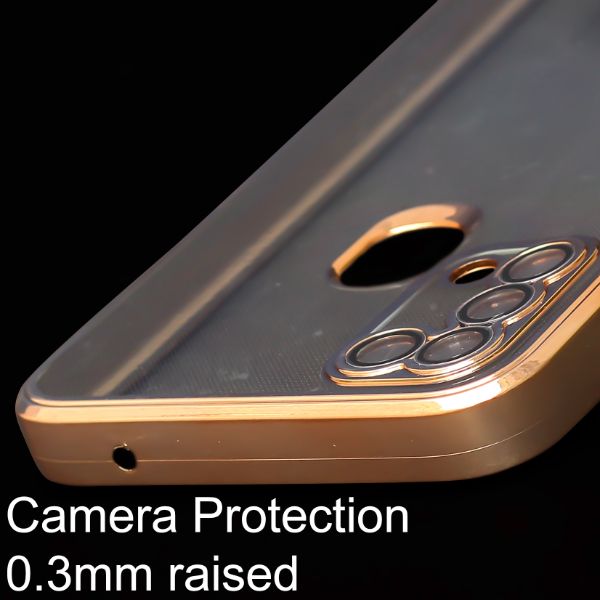 Gold 6D Chrome Logo Cut Transparent Case for Samsung M21