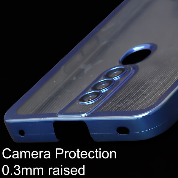 Blue 6D Chrome Logo Cut Transparent Case for Oppo F11 Pro