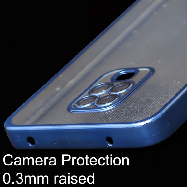 Blue 6D Chrome Logo Cut Transparent Case for Redmi Note 9 Pro