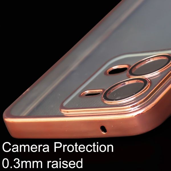 Pink 6D Chrome Logo Cut Transparent Case for Vivo V25