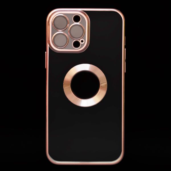 Pink 6D Chrome Logo Cut Transparent Case for Apple iphone 11 Pro Max