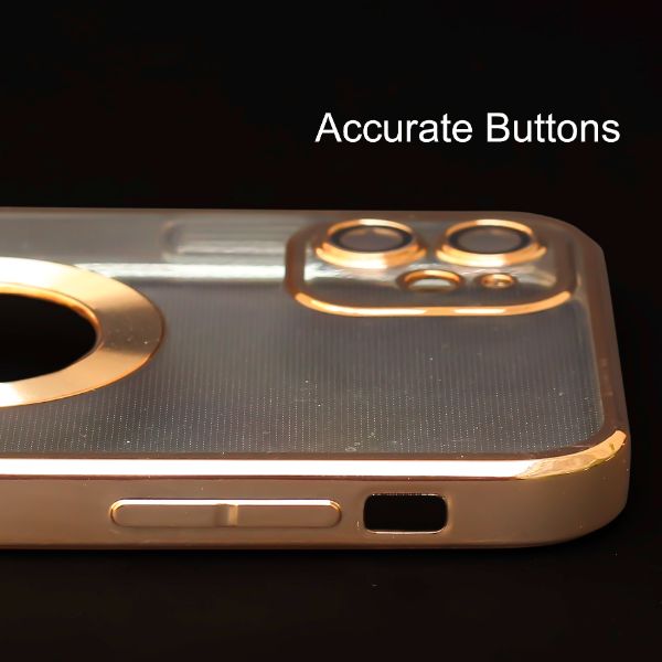 Golden 6D Chrome Logo Cut Transparent Case for Apple iphone 12 Mini