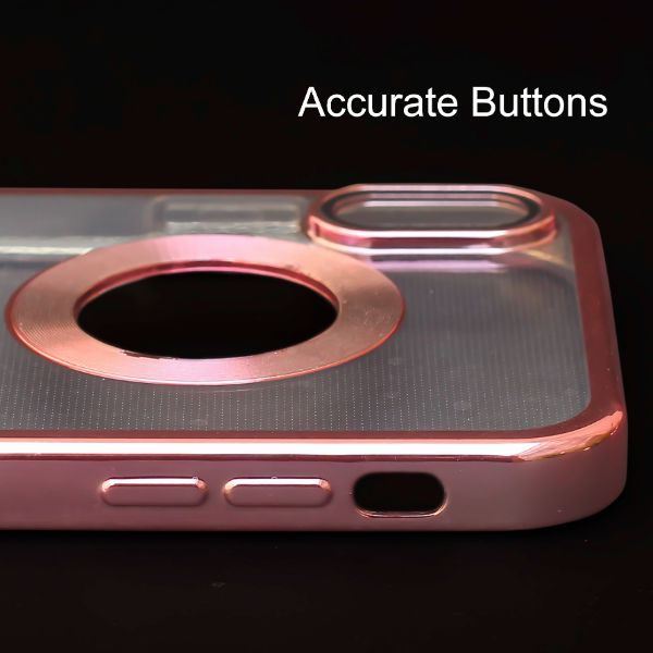 Pink 6D Chrome Logo Cut Transparent Case for Apple iphone Xr
