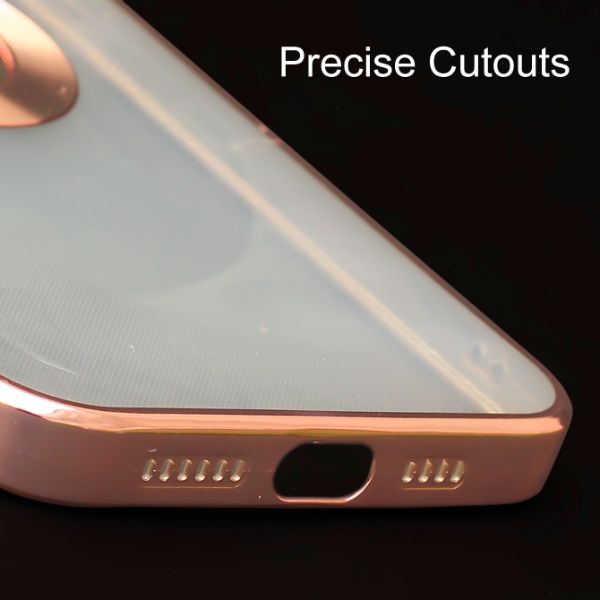 Pink 6D Chrome Logo Cut Transparent Case for Apple iphone 11 Pro Max