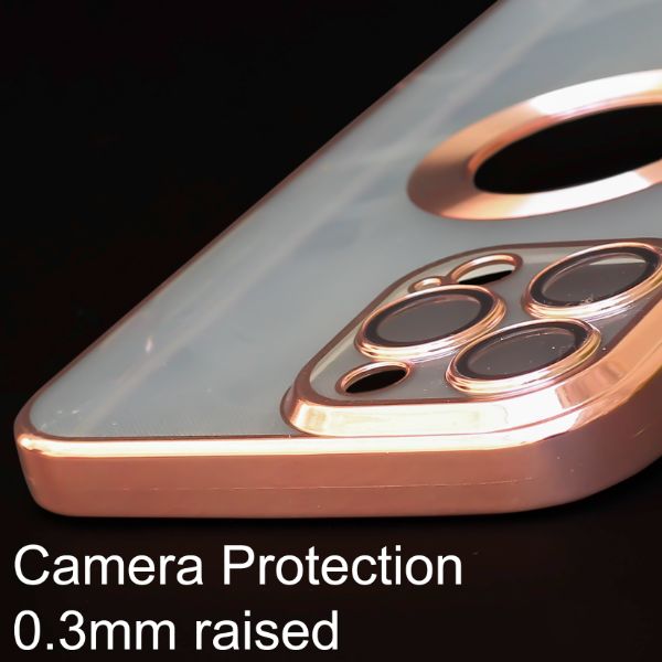 Pink 6D Chrome Logo Cut Transparent Case for Apple iphone 12 Pro Max