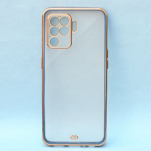 Blue Electroplated Transparent Case for Oppo F19 Pro