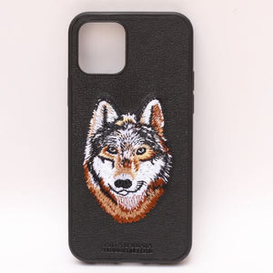 Black Leather Brown Fox Ornamented for Apple iPhone 14 Plus