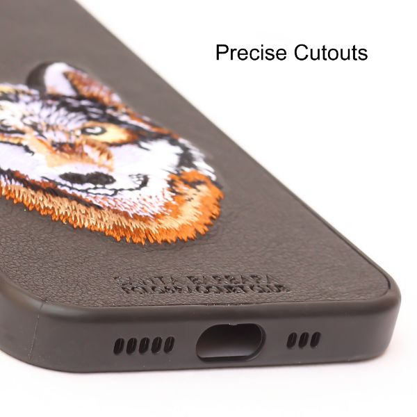 Black Leather Brown Fox Ornamented for Apple iPhone 12 Pro Max