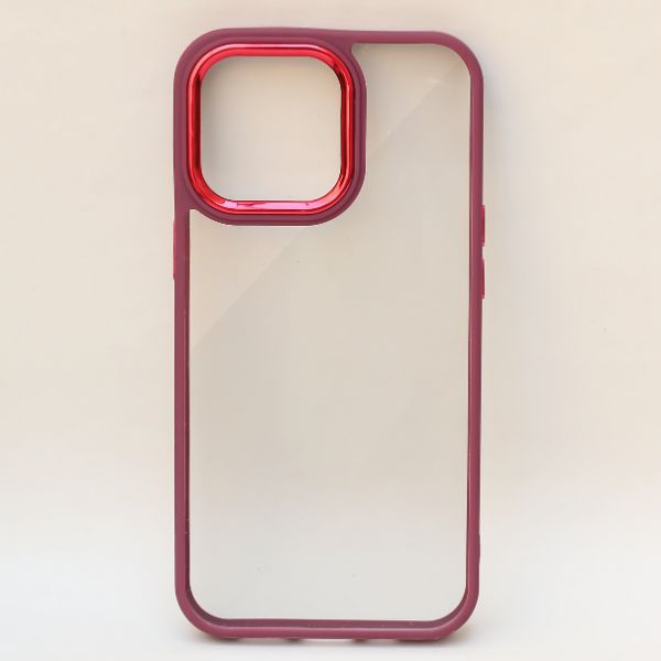 Mehroon Metal Safe Transparent Case for Apple iphone 15