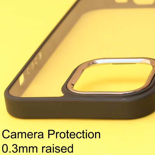 Black Metal Safe Transparent Case for Apple iphone 15 Plus