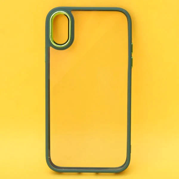 Dark Green Metal Safe Transparent Case for Apple iphone Xs Max