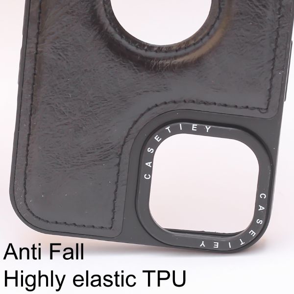 Puloka Black Logo cut Leather silicone case for Apple iPhone 11