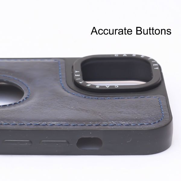 Puloka Dark Blue Logo cut Leather silicone case for Apple iPhone 12