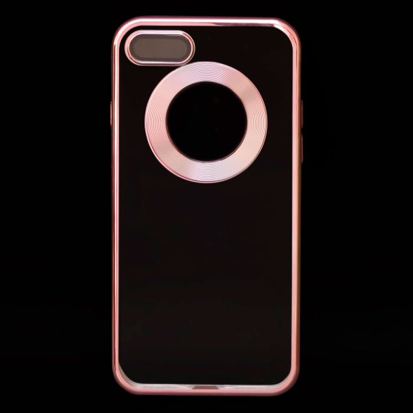 Pink 6D Chrome Logo Cut Transparent Case for Apple iphone 7 Plus