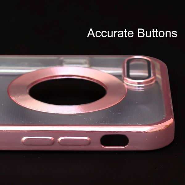 Pink 6D Chrome Logo Cut Transparent Case for Apple iphone 8 Plus