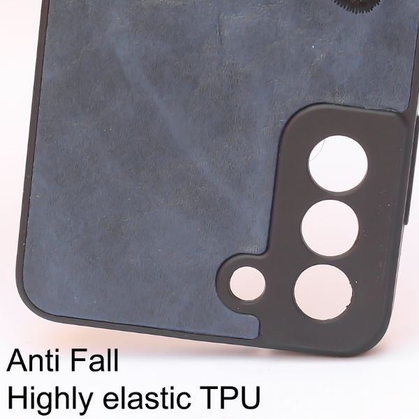 Dark Blue Leather Black Panther Ornamented for Samsung S23 5G