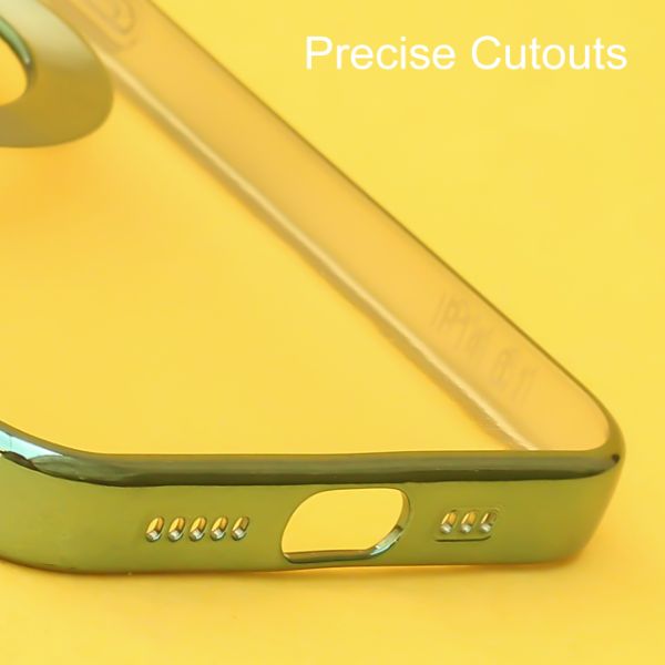 Green 6D Chrome Logo Cut Transparent Case for Apple iphone 14