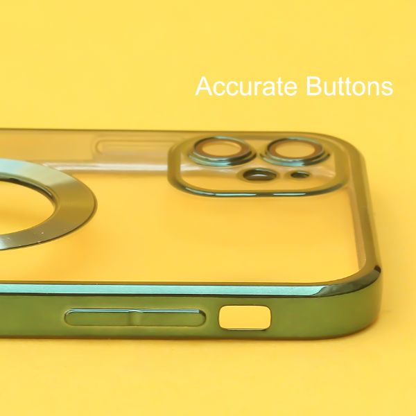 Green 6D Chrome Logo Cut Transparent Case for Apple iphone 12 Mini