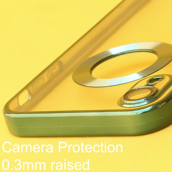 Green 6D Chrome Logo Cut Transparent Case for Apple iphone XR