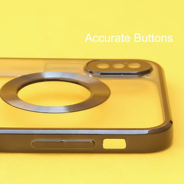 Black 6D Chrome Logo Cut Transparent Case for Apple iphone Xs Max