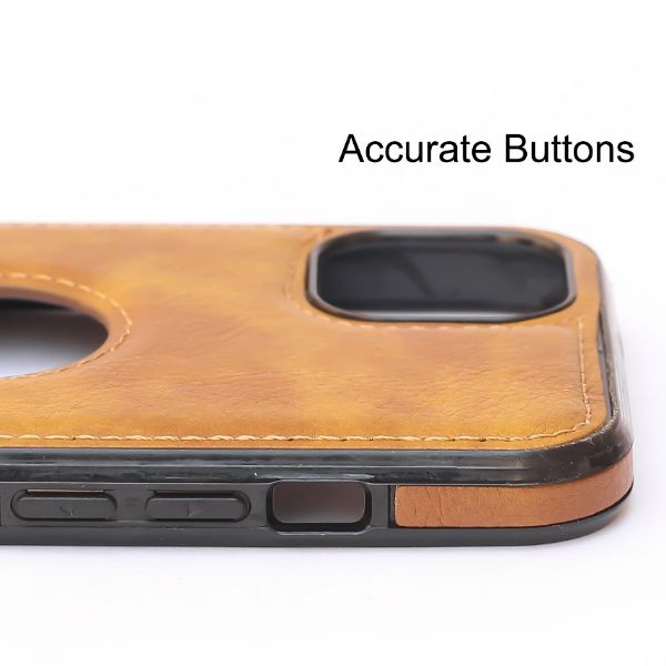 Puloka Brown Logo cut Leather silicone case for Apple iPhone 12