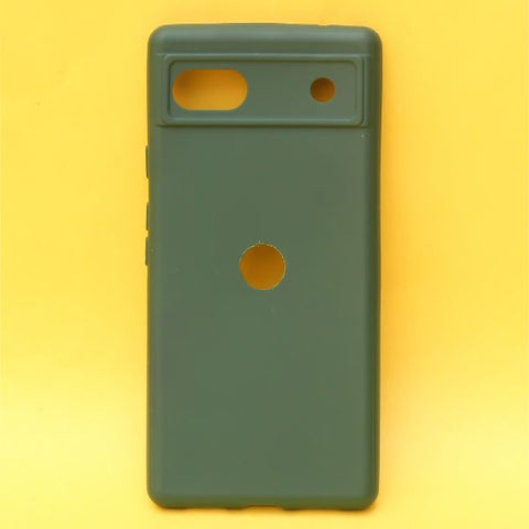 Dark Green Candy Logo Cut Silicone Case for Google Pixel 6A