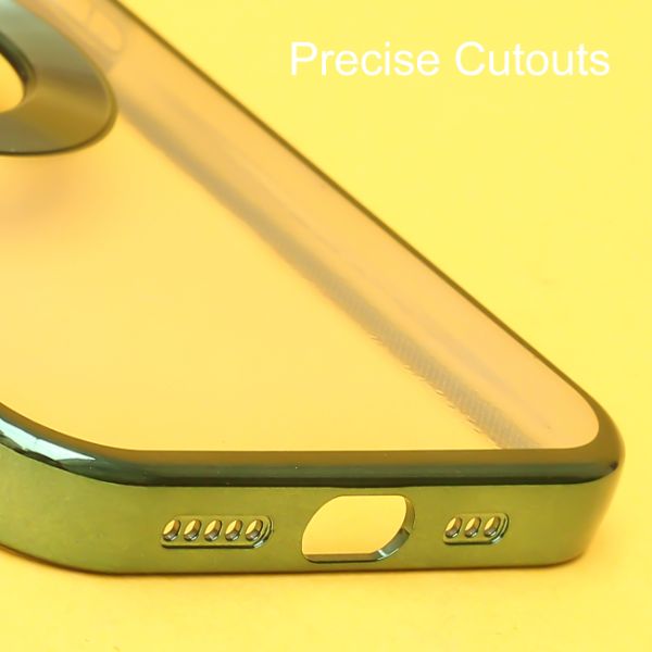 Green 6D Chrome Logo Cut Transparent Case for Apple iphone 13 Pro Max