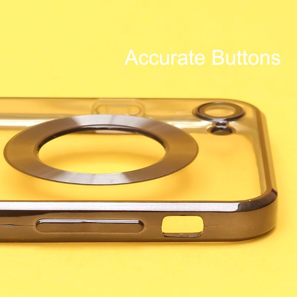 Black 6D Chrome Logo Cut Transparent Case for Apple iphone SE 2