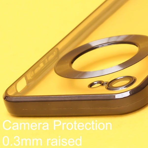 Black 6D Chrome Logo Cut Transparent Case for Apple iphone SE 2