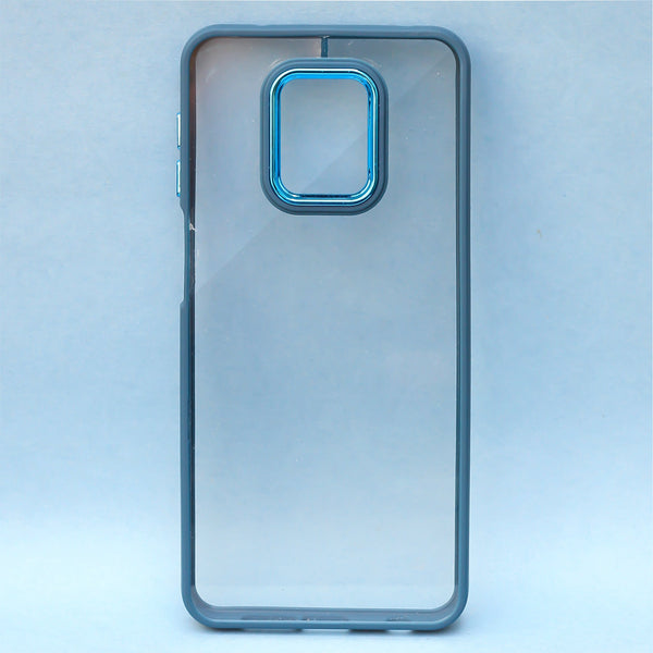 Dark Blue Metal Safe Transparent Case for Redmi Note 9 Pro Max