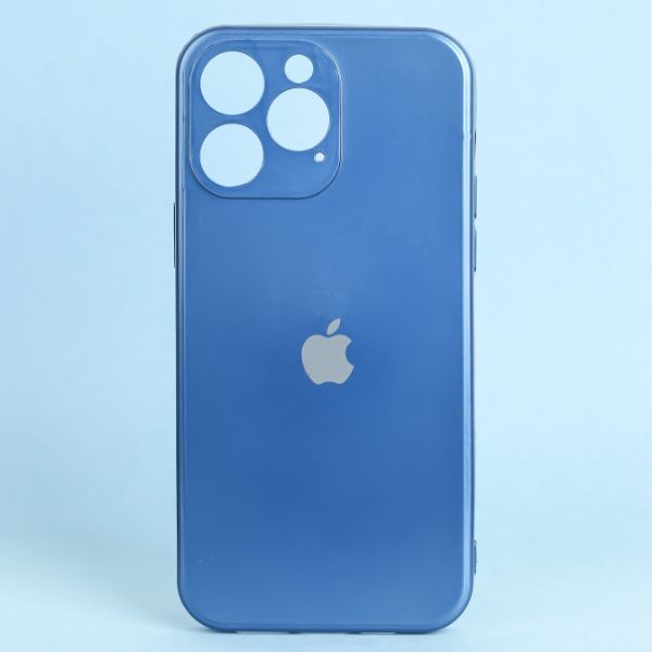 Dark Blue Metallic Finish Silicone Case for Apple Iphone 14 Pro Max