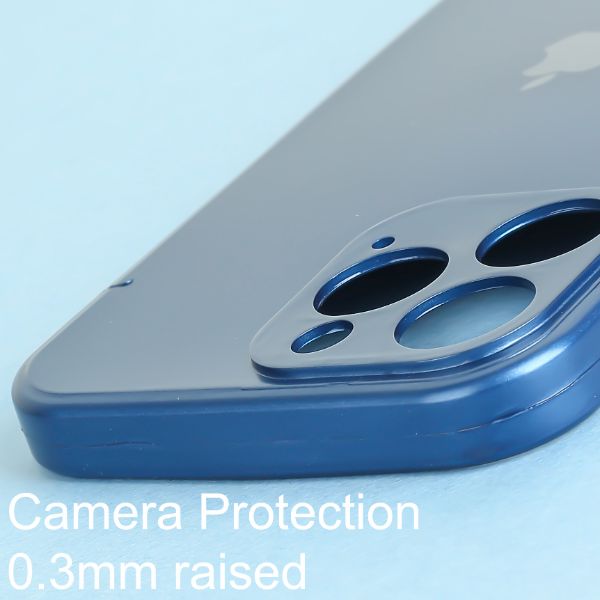 Dark Blue Metallic Finish Silicone Case for Apple Iphone 14 Pro Max