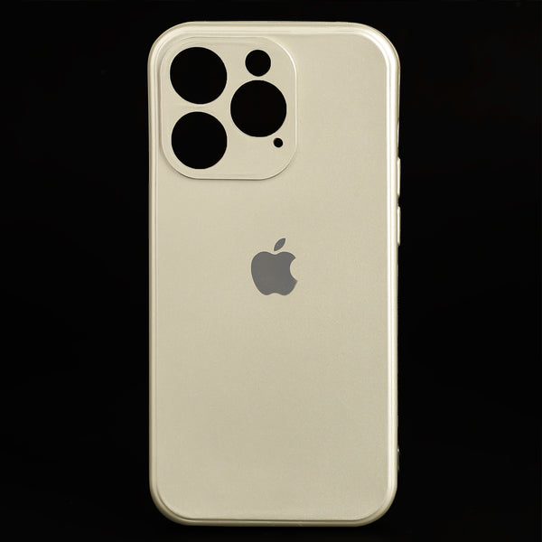 Cream Metallic Finish Silicone Case for Apple Iphone 14 Pro