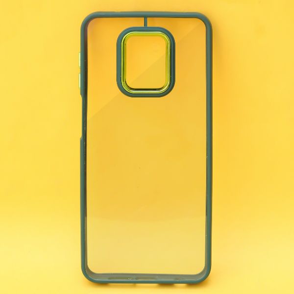 Dark Green Metal Safe Transparent Case for Redmi Note 9 Pro