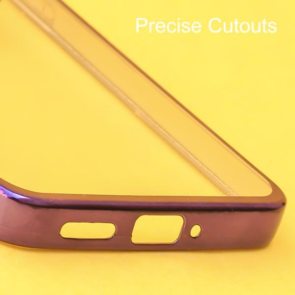 Purple 6D Chrome Logo Cut Transparent Case for Oneplus 7T