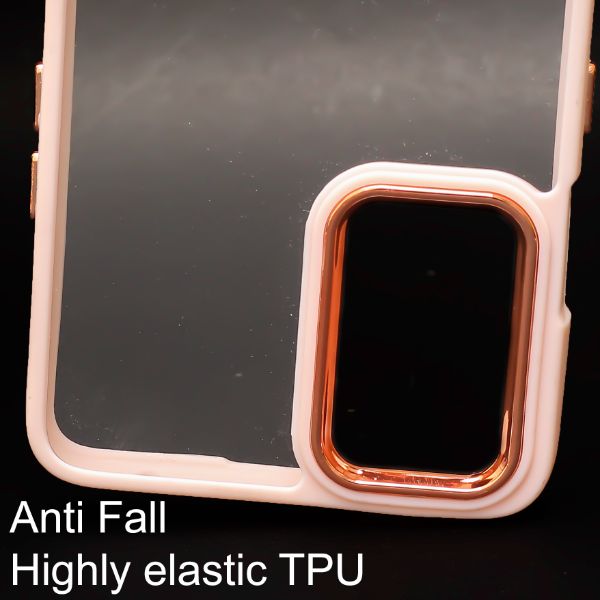 Peach Metal Safe Transparent Case for Redmi Note 10 Pro Max