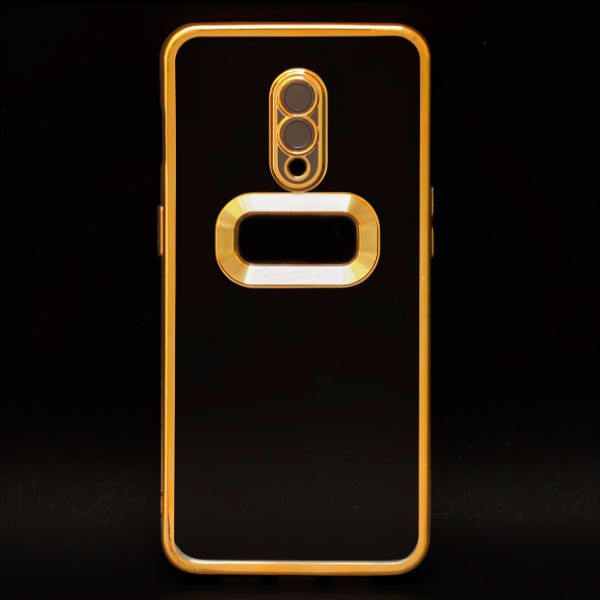 Gold 6D Chrome Logo Cut Transparent Case for Oneplus 7