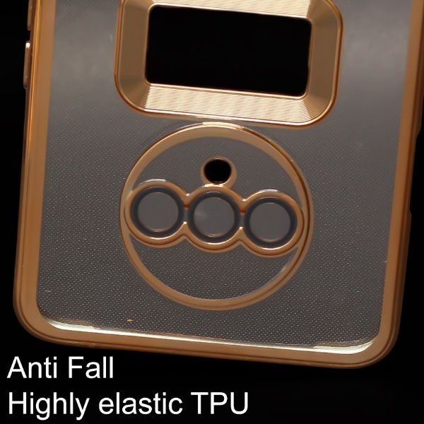 Gold 6D Chrome Logo Cut Transparent Case for Oneplus 7T