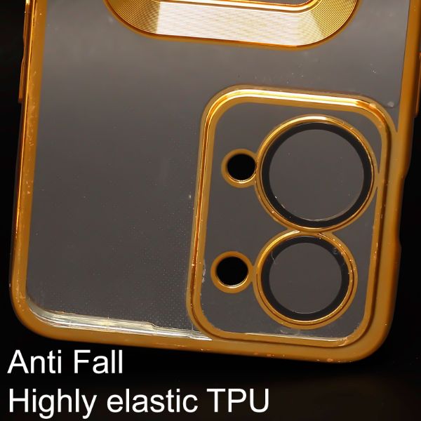Gold 6D Chrome Logo Cut Transparent Case for Oneplus Nord 2T